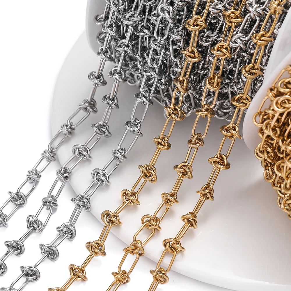

1M/Pack 6.5*12.5mm Stainless Steel Knot Chains Golden Handmade Chains for DIY Necklace Bracelets Jewelry Making Accessories