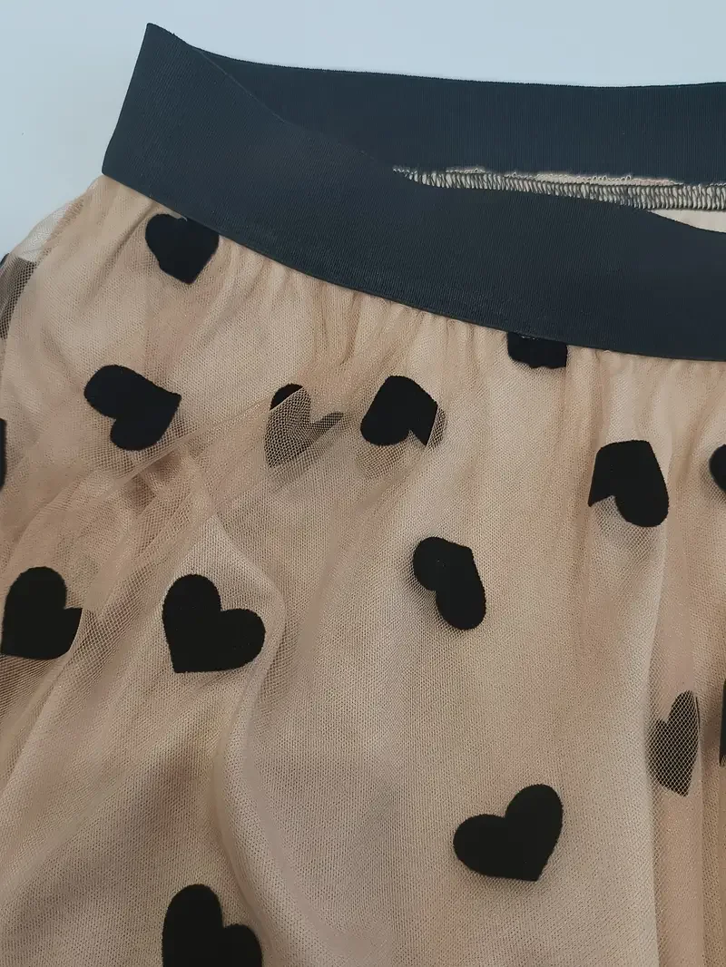 Odoodem-falda de malla con estampado de corazón para mujer, ropa de primavera y otoño, talla grande