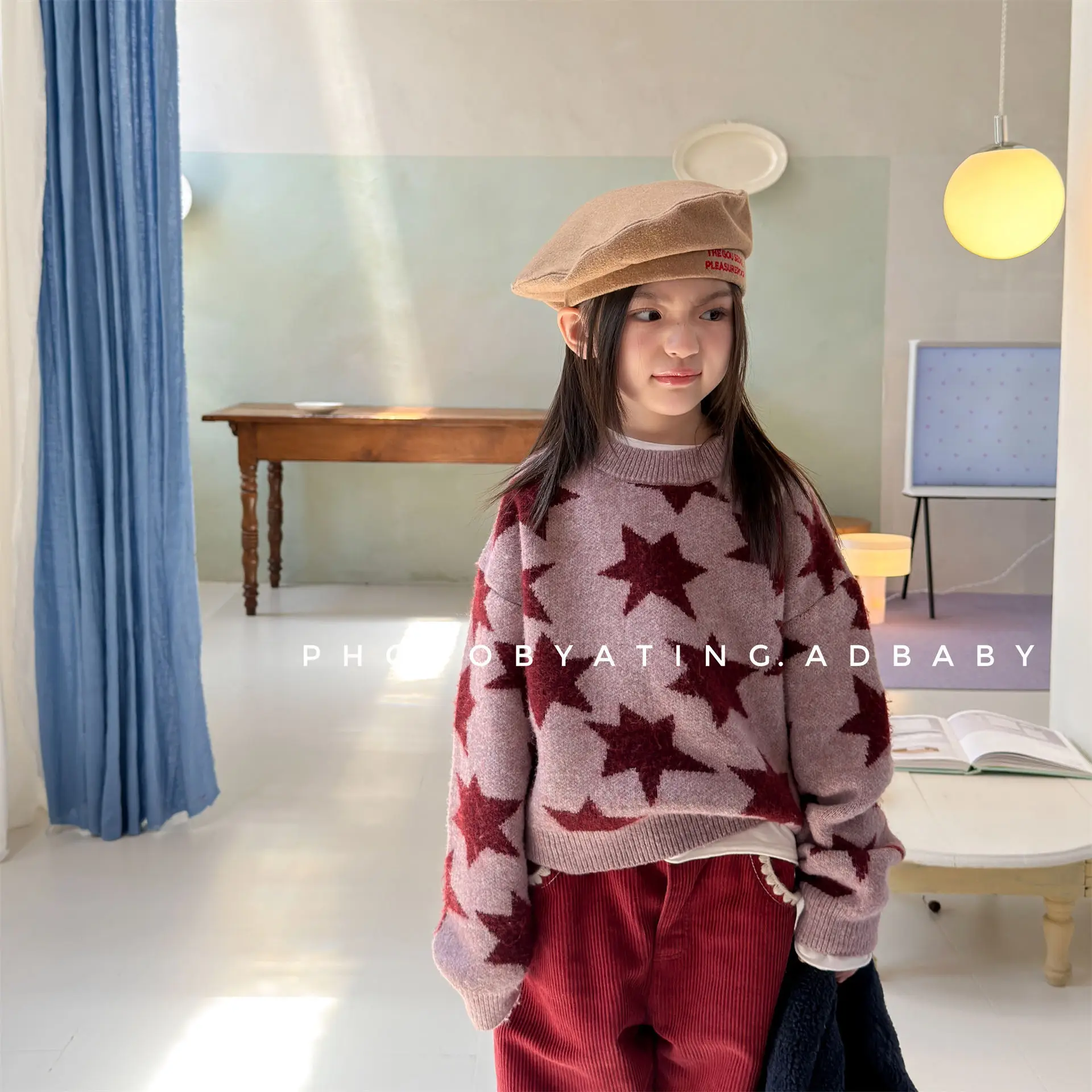 2026 Winter New Children Thin Warm Knit Sweater Boys Girls Fashion Star Print Knitwear Kids Knitted Pullover Baby Casual Tops