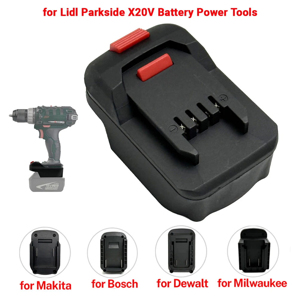 Battery Converter for Makita/Bosch/Milwaukee/Dewalt 18V Li-ion Battery to for Lidl Parkside X20V Li-Ion Power Tool Adapter