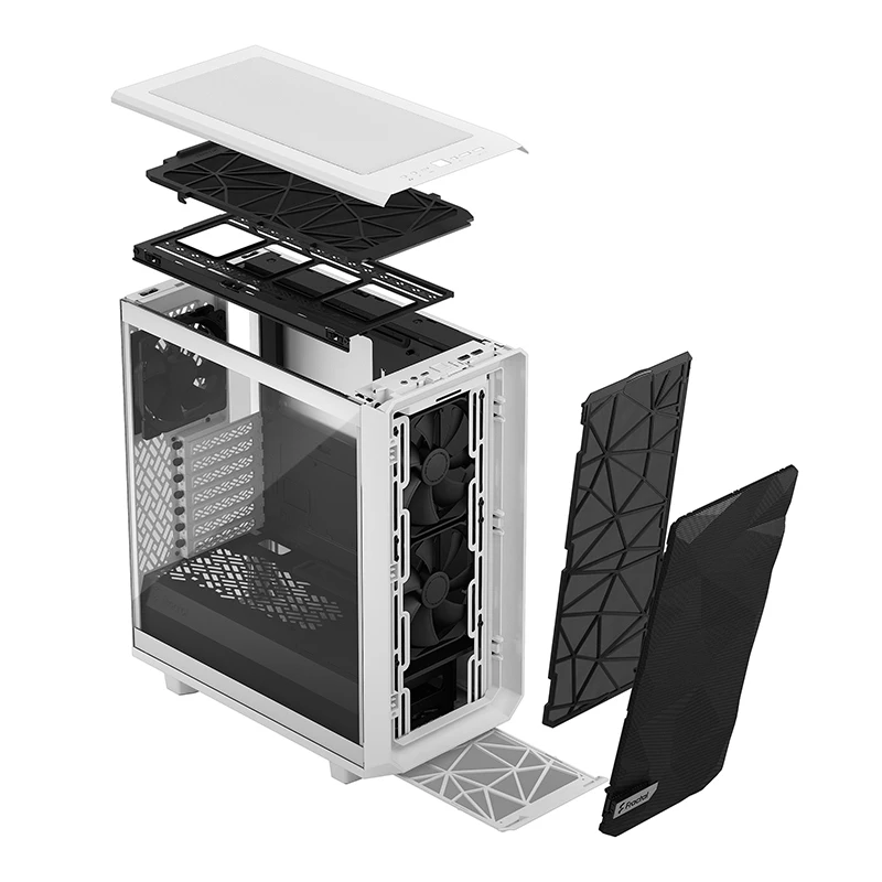 Imagem -02 - Chassi Meshify Compacto Mid-tower Modelo Atx Branco Lado Transparente Fractal Chassi