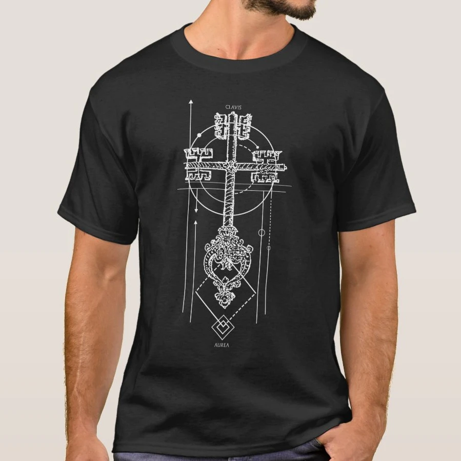 Funny Renaissance Cross Key Geometric Shapes Illustration T-Shirt. Summer Cotton Short Sleeve O-Neck Mens T Shirt New S-3XL