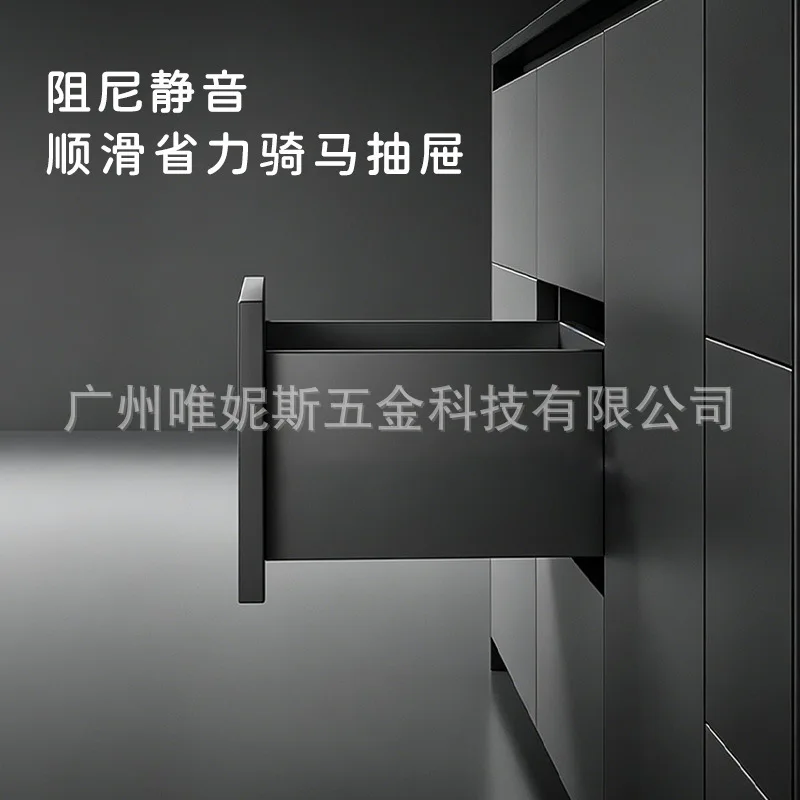 Three-Section Soft Close Drawer Slides Horse-Riding Systems Cold Rolled Steel Concealed Cabinet Rails Silent Damping Mm Lengths