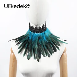 Collar de gargantilla de plumas victorianas para mujer, cubierta de cuello de encaje Sexy, chal de capa, cuello falso de encaje de plumas, fiesta de Halloween, Cosplay de bruja