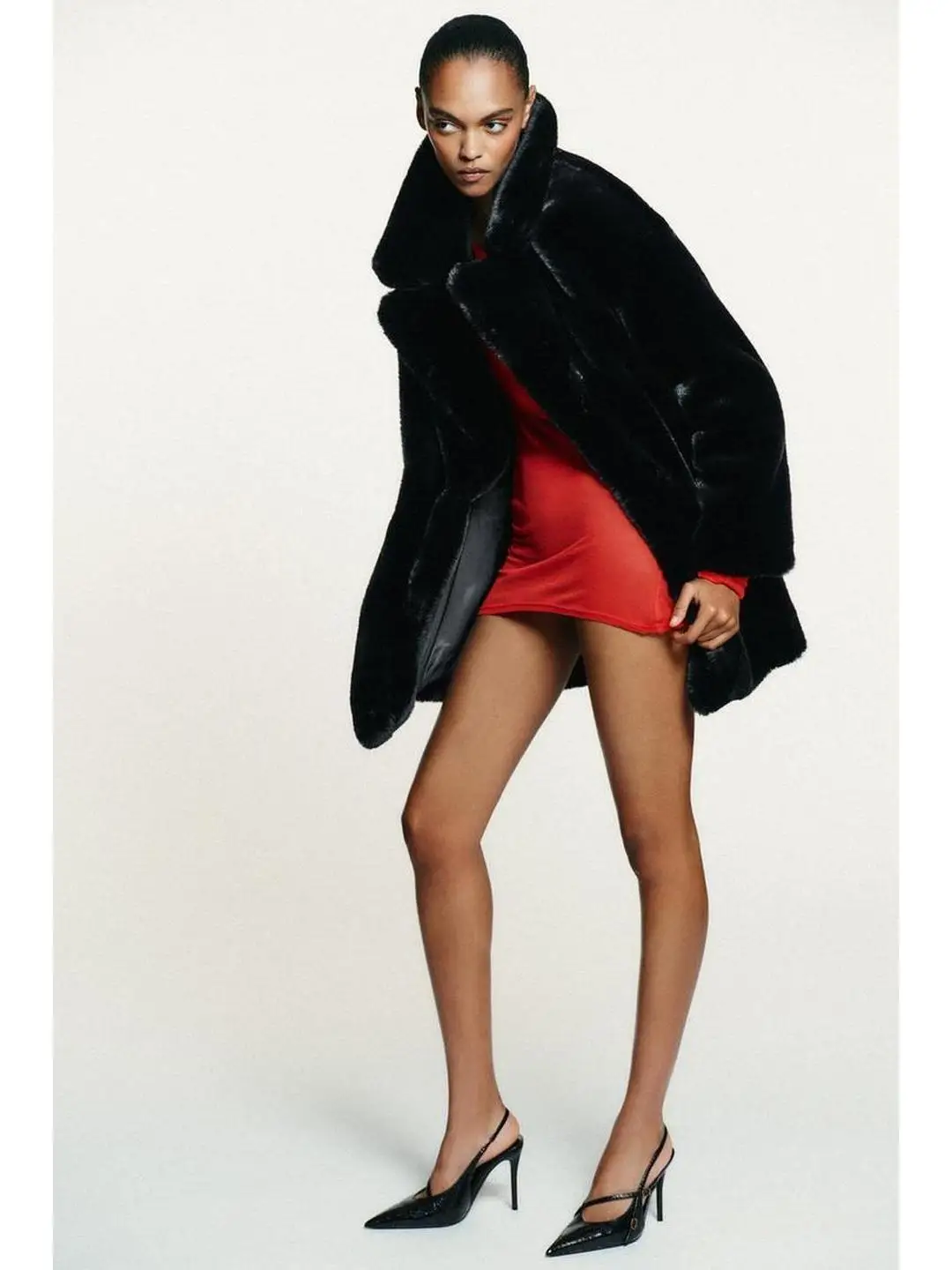 الشتاء ملابس خارجية خطاف معدني إغلاق طويل Sve فو الفراء تأثير معطف Ele Sle تصميم غير متماثل الدفء للشابات #3