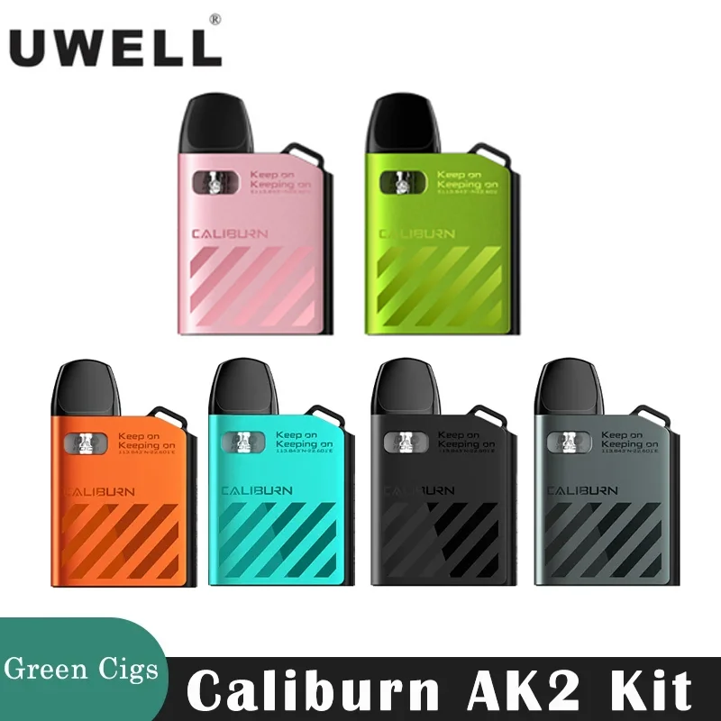 Original Uwell Caliburn AK2 Pod Kit 15W 520mAh Battery 2ml Cartridge UN2 Meshed-H 0.9ohm Coil E Cigarette