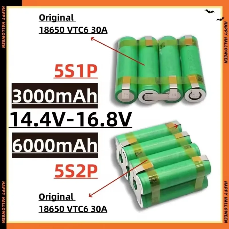 18650 VTC6 3000-6000 MAh 2S 3S 4S 5S 6S Large Capacity Customizable for Screwdriver Battery Pack 10.8V 12V 14.4V 18V 21V