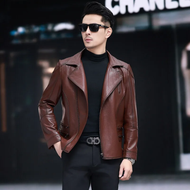 2025 new arrival spring&autumn natural genuine leather casual jackets men,Sheepskin leather coat ,Plus-size M-5XL  W2213