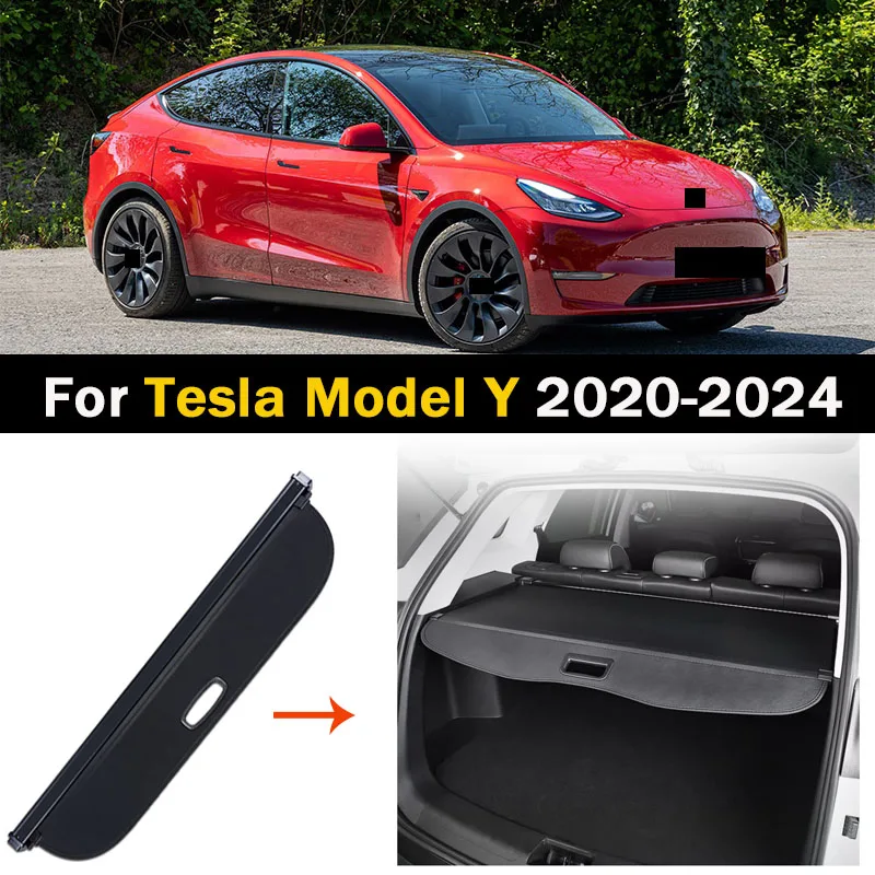 Car Rear Trunk Cargo Cover For Tesla Model Y 2020 2021 2022-2024 Luggage Storage Security Shade Shield Curtain Mat Partition