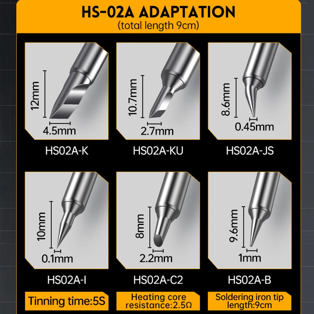 1pc HS-02A/HS-02B Solder Irons Head Welding Tips Replacement Kit Electric Soldering Iron Tip Welding Head Tools Spare Parts
