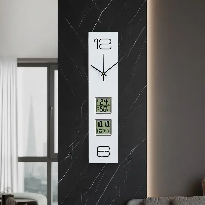 Large Wall Clock Room Modern Design Wood Silent Clock Ornaments for Home Interior Decoration Wall Clocks with Date Temperature