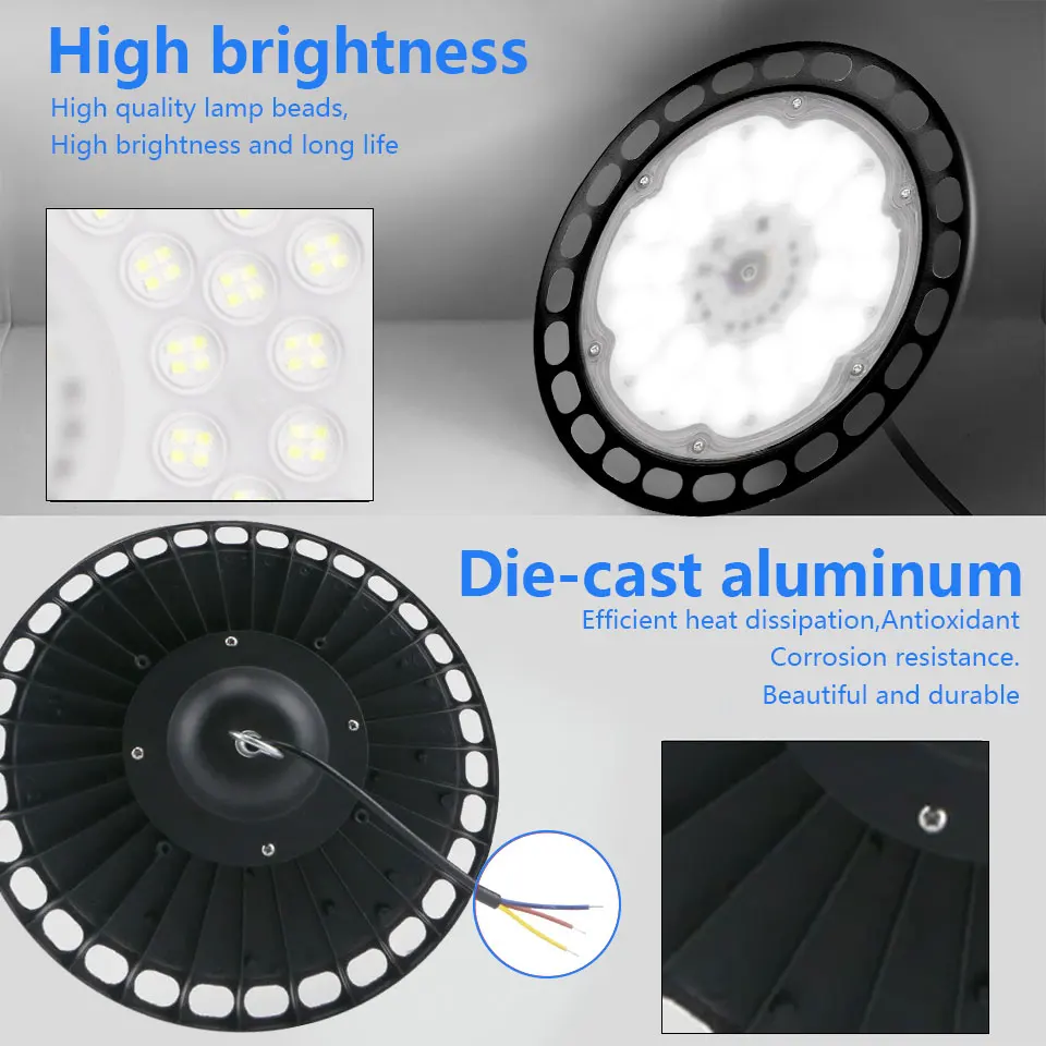 LED High Bay Light Ceiling Light LED Industrial Lighting  AC220V 100W 150W 200W IP66 Waterproof For Garage Gym Factory Warehouse