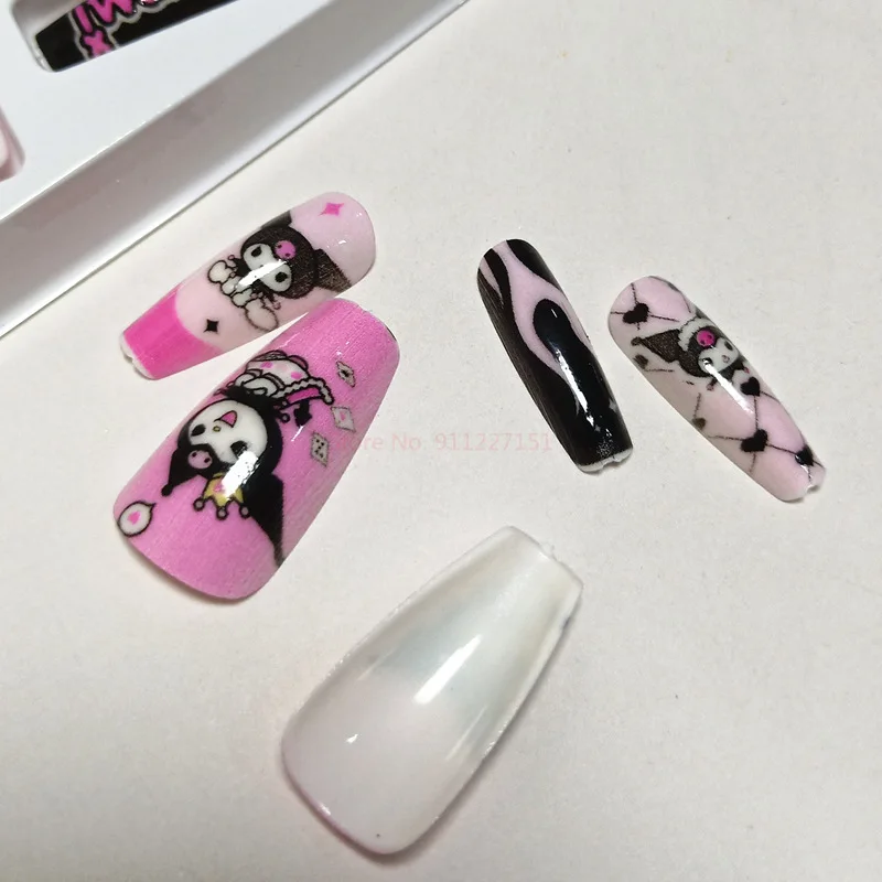 Sanrio Kuromi Melody Cinnamoroll Wearing Armor Set For Girls Diy Handmade Flat Nail Panel Chinese New Year Three Piece Set