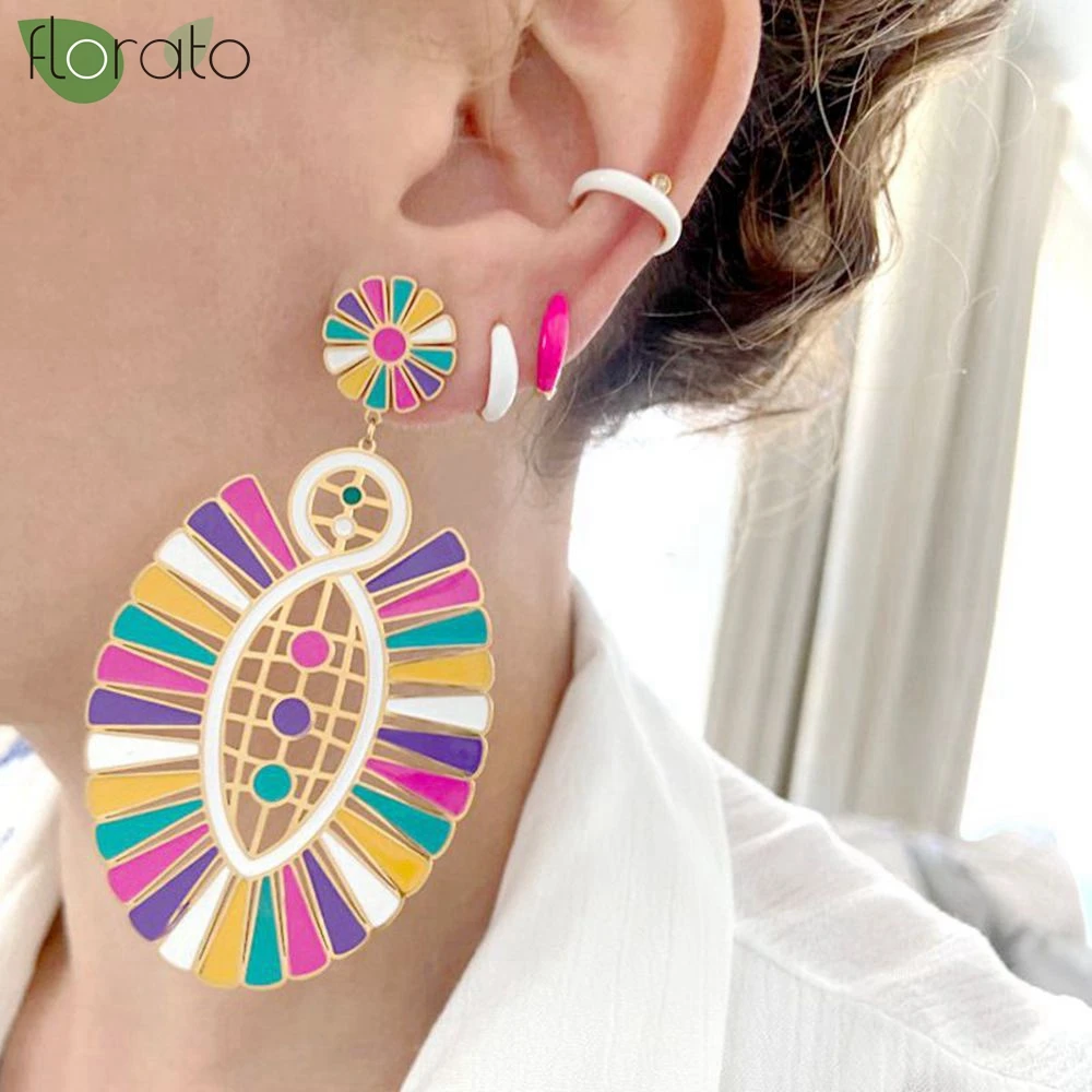 925 Sterling Silver Needle Cute Colorful Enamel Hoop Earrings for Women Fashion Earring Hoop Party Trend Jewelry Premium Gift