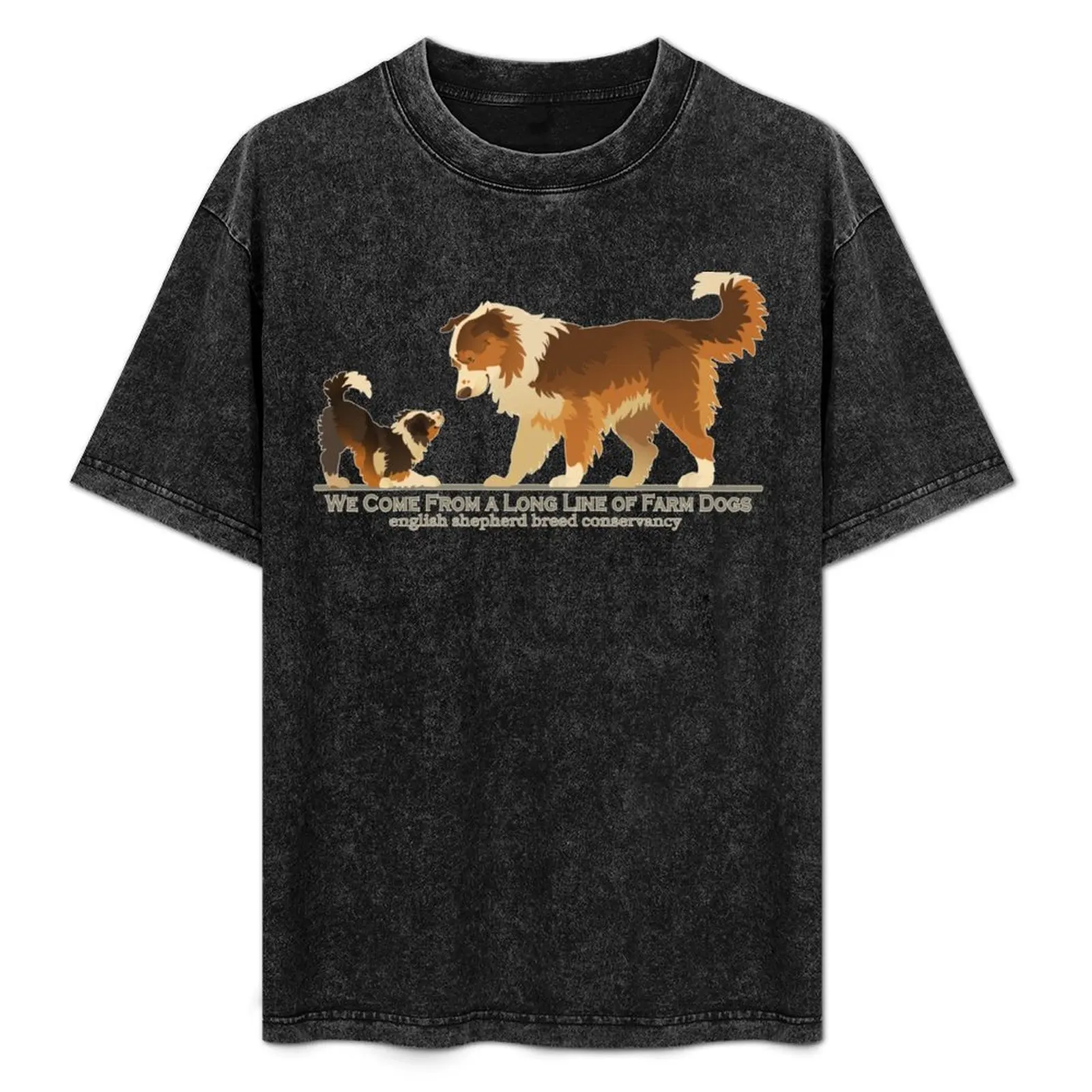 

English Shepherd- Dam & Puppy- Black Tri & Shaded Sable T-Shirt valentines clothes Blouse t shirts for men graphic
