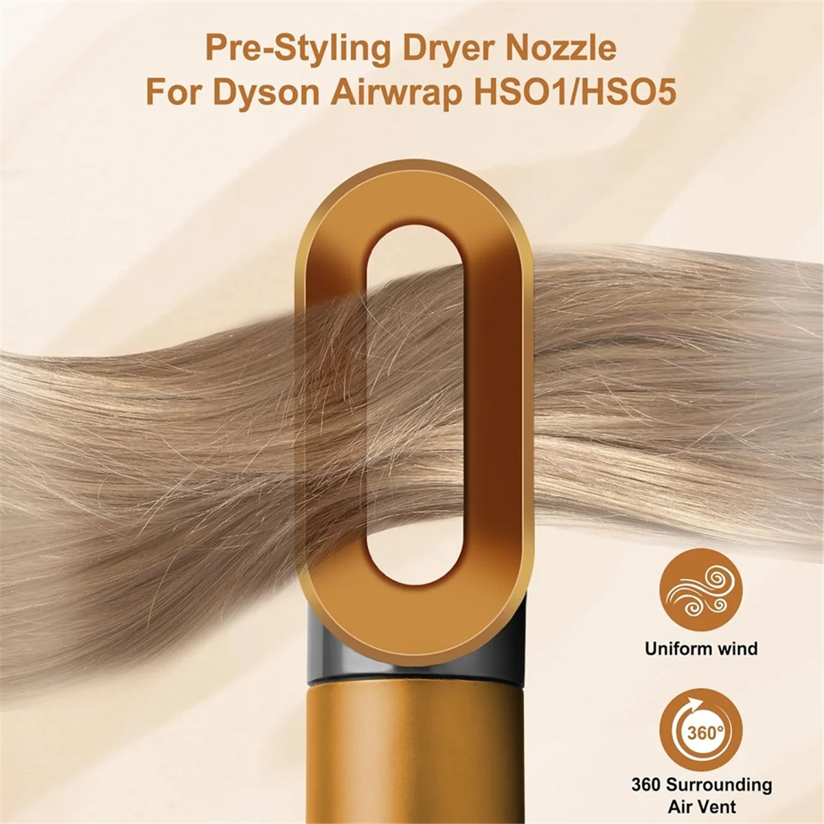 Pre-Styling Dryer Attachment for HS01 HS05 Styling Air Nozzle with Wide-Tooth Comb Hair Styler Accessories-A70Z
