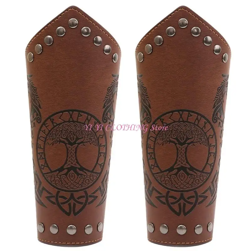 

N5KF Medieval Studs Wrist Cuffs Men Cosplay Totems Wrist for Cosplay LARP