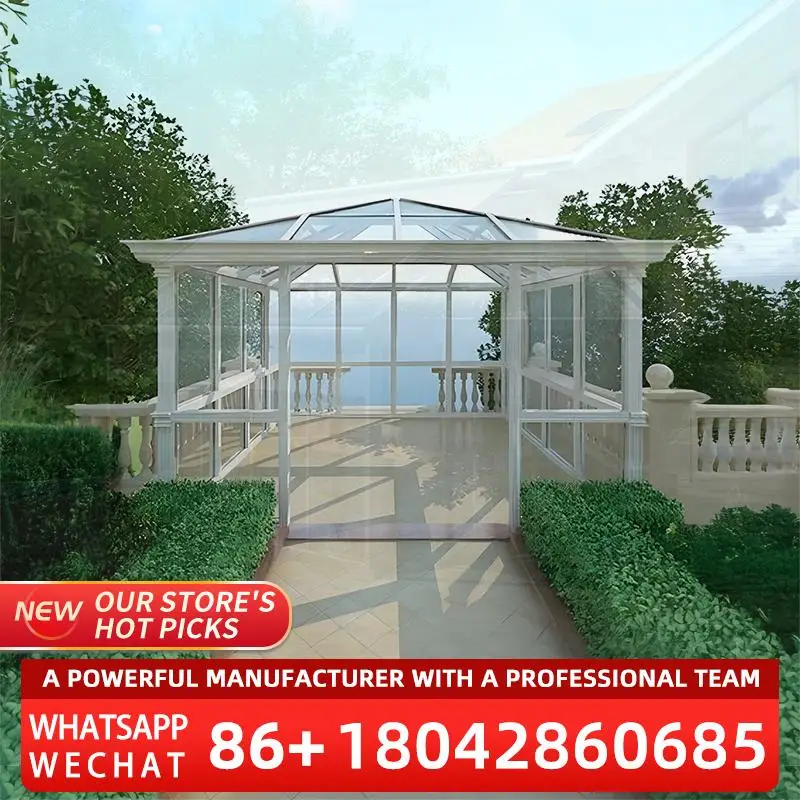 

Modern Style Aluminum Frame Prefab Glass Sunroom Wholesale Sale Free Standing for Garden sunroom