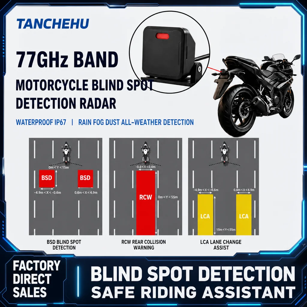 Motorcycle BSD Blind Spot Safety Kit - Blind Spot Detection and Lane Change Warning IP67 Waterproof Motorcycle Accessories