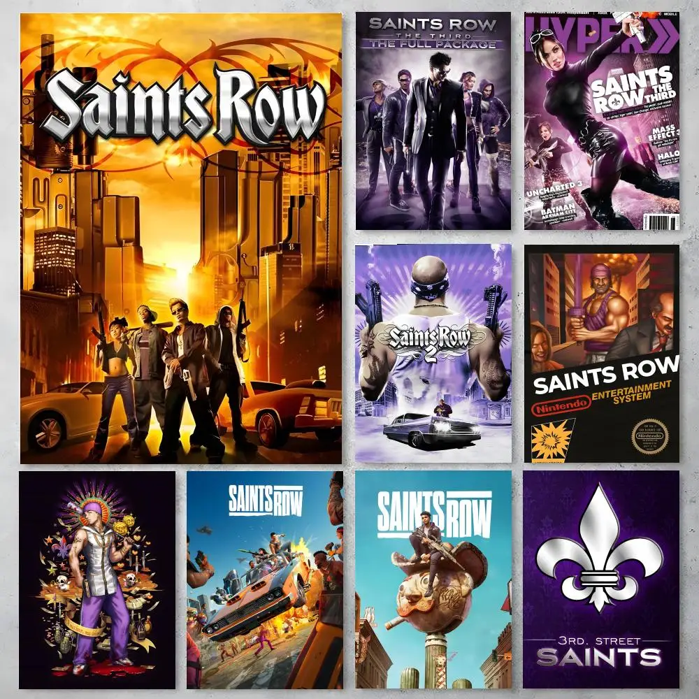 Game Saints Row Poster Self-adhesive Art Waterproof Paper Sticker Coffee House Bar Room Wall Decor