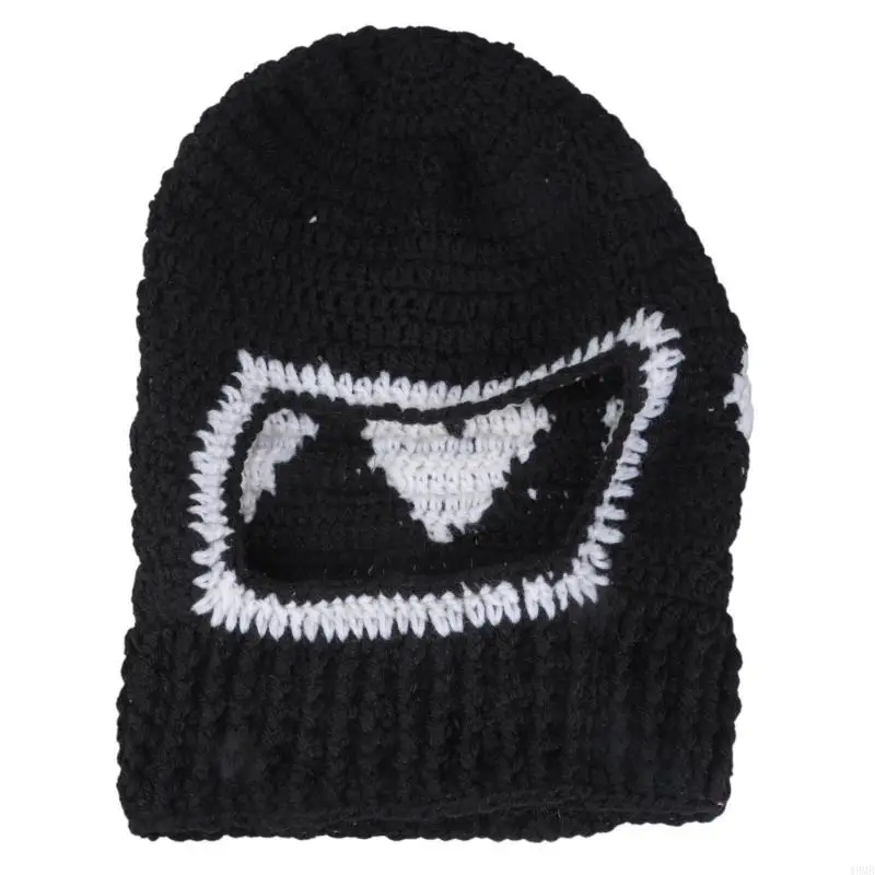 ハロウィン用ニットハート目出し帽 目出し帽スタイル ニットフード付き目出し帽 49MB