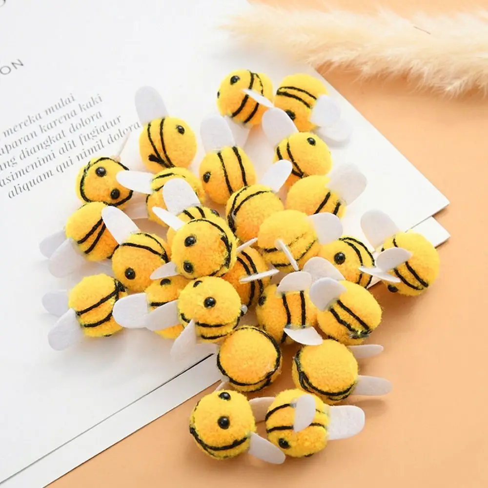 10pcs Yellow Wool Felt Little Bee Handmade Material Felt Ball Creative Artificial Bees Crafts Cute Mini Bee Clothing Decor