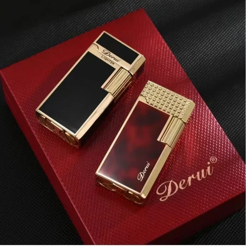 2023 New Derui Metal Langsheng Kerosene Lighter High-end Lighter Narrow Version Mini Side-sliding Open Flame Lighter