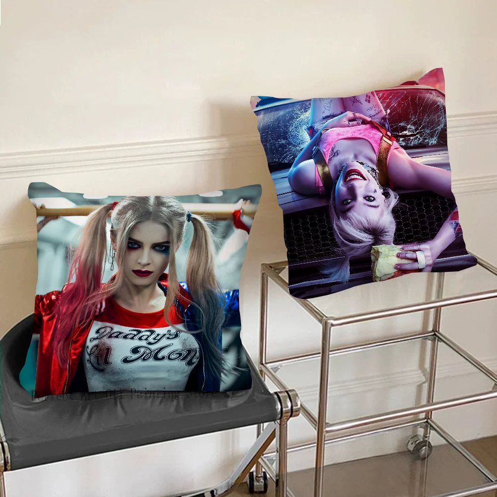 H-Harley Q-Quinn Pillow Case Fashion Square Pillowcase Bedroom Sofa Room Ins Decoration Leisure Cushion Cover 40x40