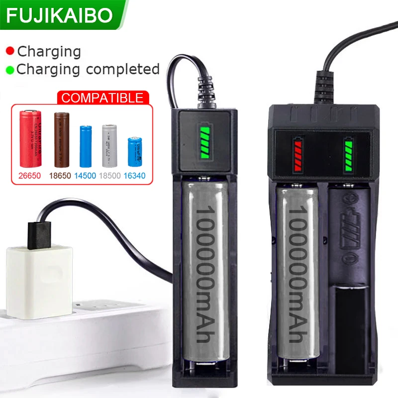 18650 Battery Charger 1/2/4 Slots USB Dual 18650 Charging 3.7V Rechargeable Lithium Battery For 16340 14500 18650 26650 Battery