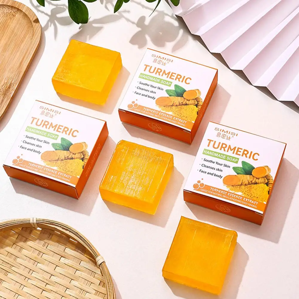 Hand Made Turmeric Soap Body Cleaning Lightening Dark Underarm Leg Body Cleansers Brightening Face Soap Tender Skin Care Beauty