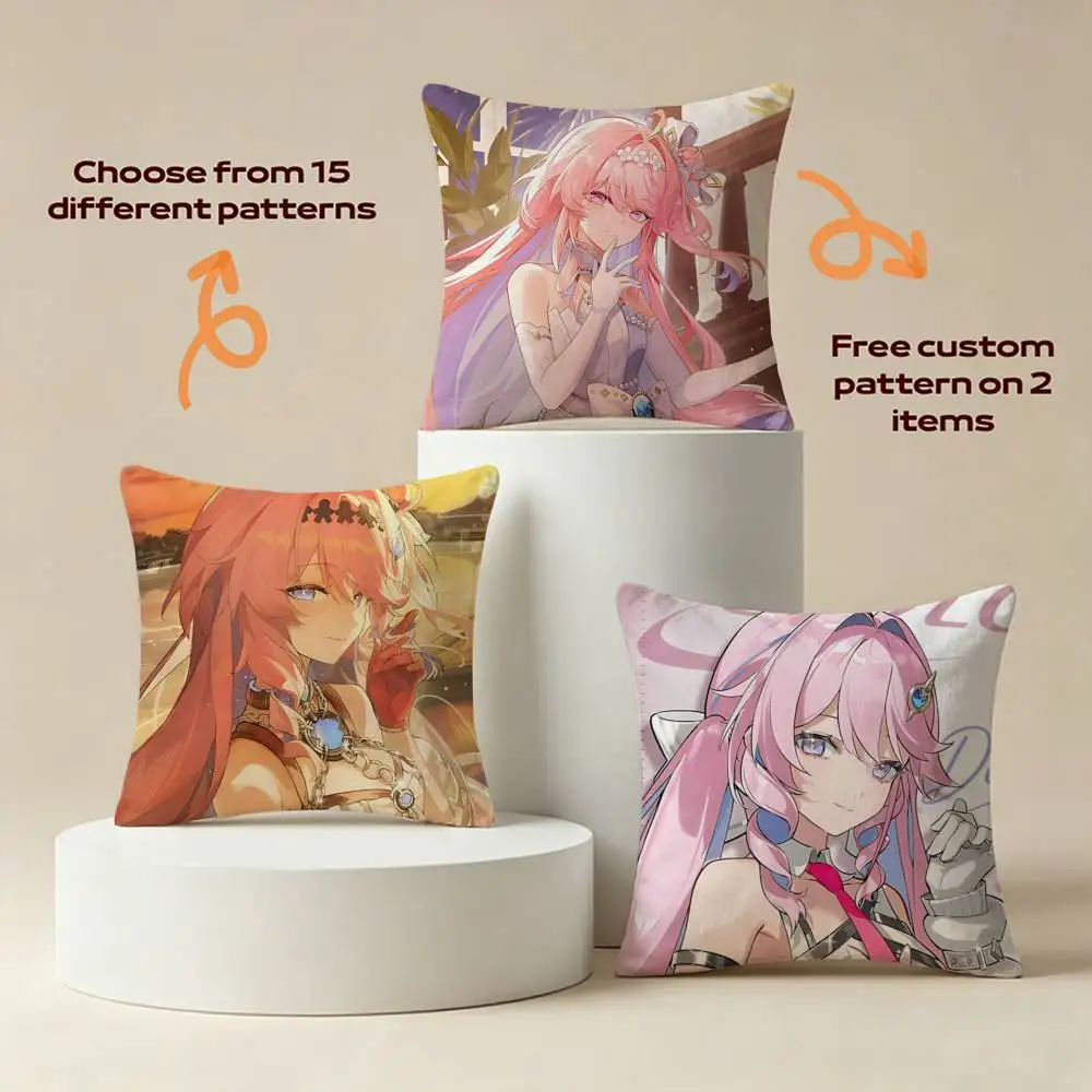 Slacker Priestess D-Denia Game Wuwa Square Sofa Pillow Cover Solid Color Living Room Home Decor Cushion Case