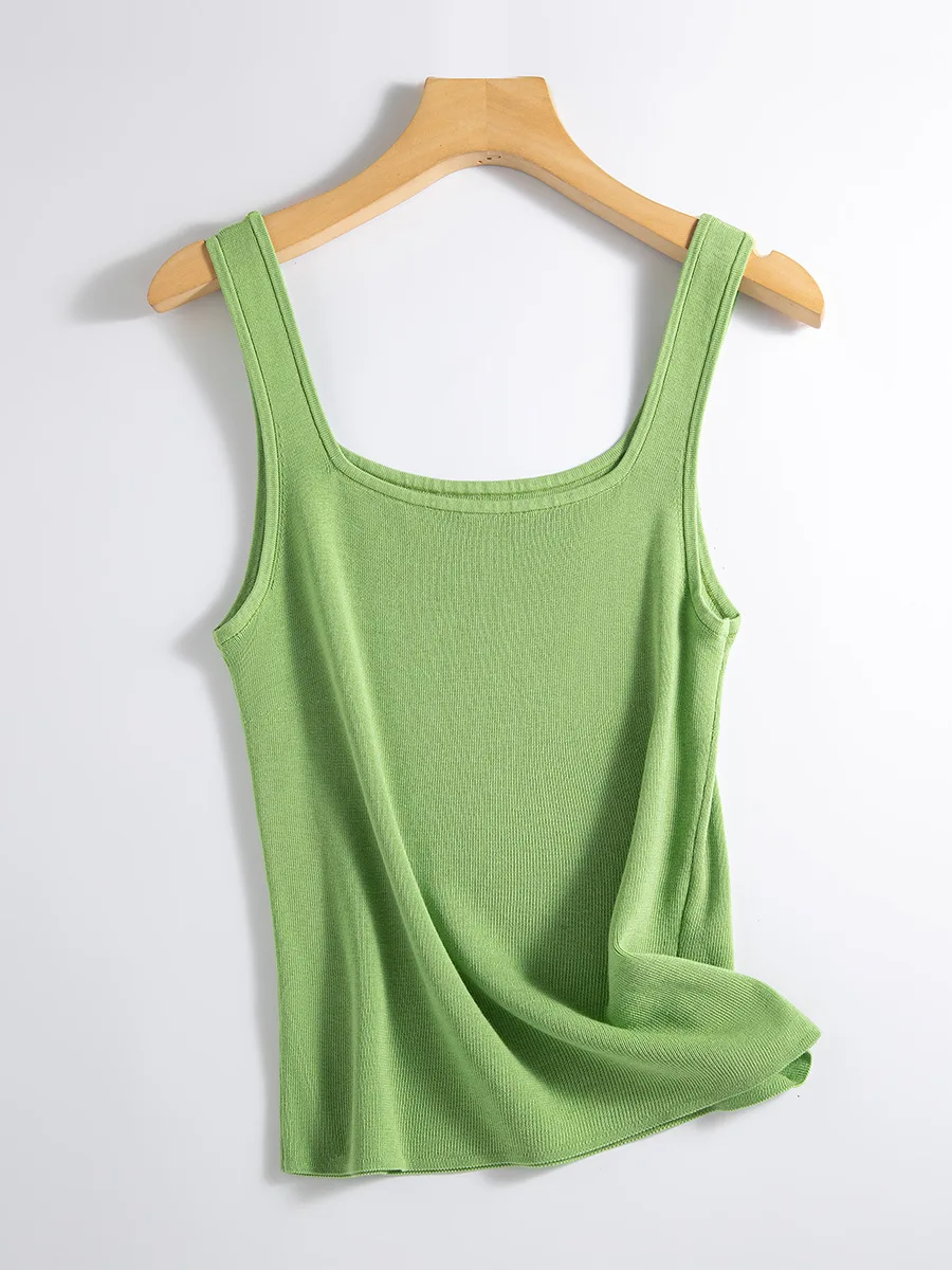 Winsleter, 4.8%Natural Silk Elegant Knit Camisole, Woman Sleeveless Solid Color, Casual Elastic Top, 2024 Summer Autumn T46015QM