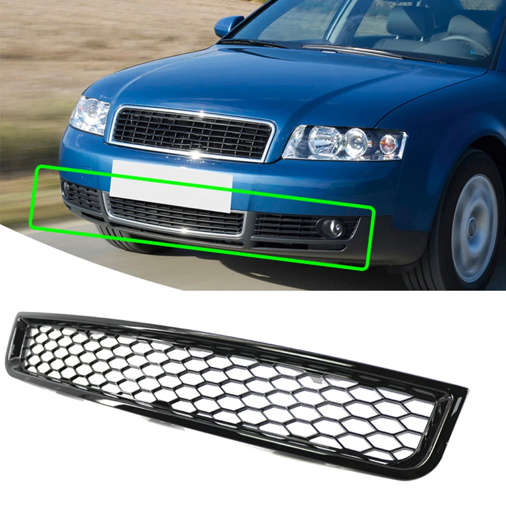 For 2002-2005 Audi A4 B6 Matte Black Honeycomb Mesh Bumper Grille Honeycomb Hollow Middle Lower Net 8E0807647 Car Accessories