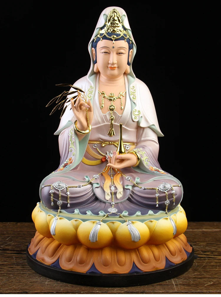 5A GOOD COLOR GUAN YIN PU SA BUDDHA figure home Altar shop Worship efficacious Talisman family Goddess Mascot statue