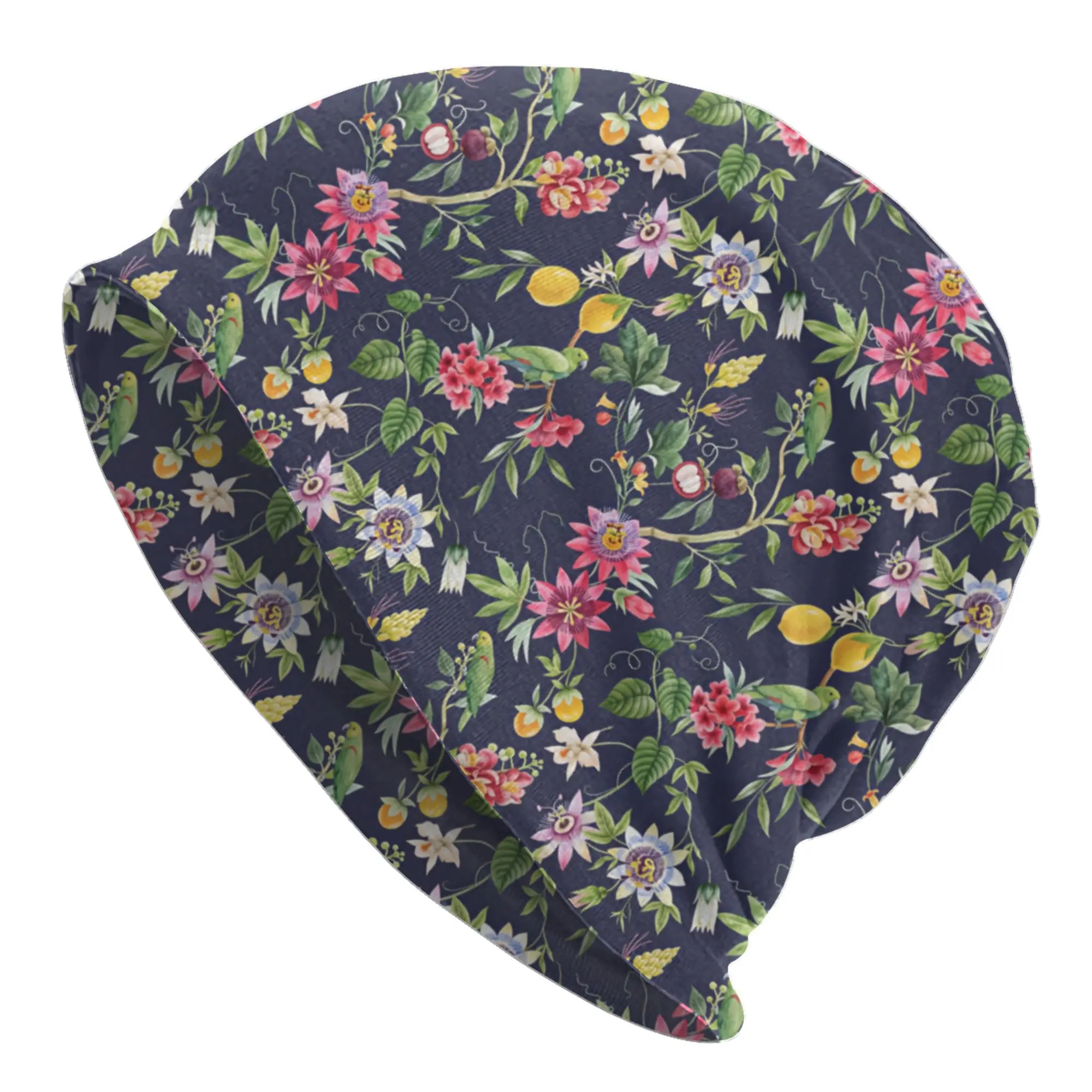 Hawaiian Style Parrot Tropical Seamless Pattern Bonnet Hat Knit Hat Men Women Cool Unisex  Winter Warm Beanies Cap