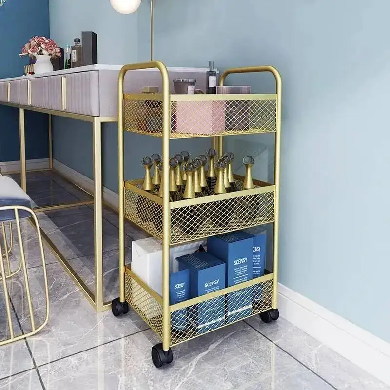 Bar Hairdressing Cart Wheels Trolley Makeup Wheels Storage Eyelash Organizer Manicure Support Barber Mobile Spa Cart Furniture