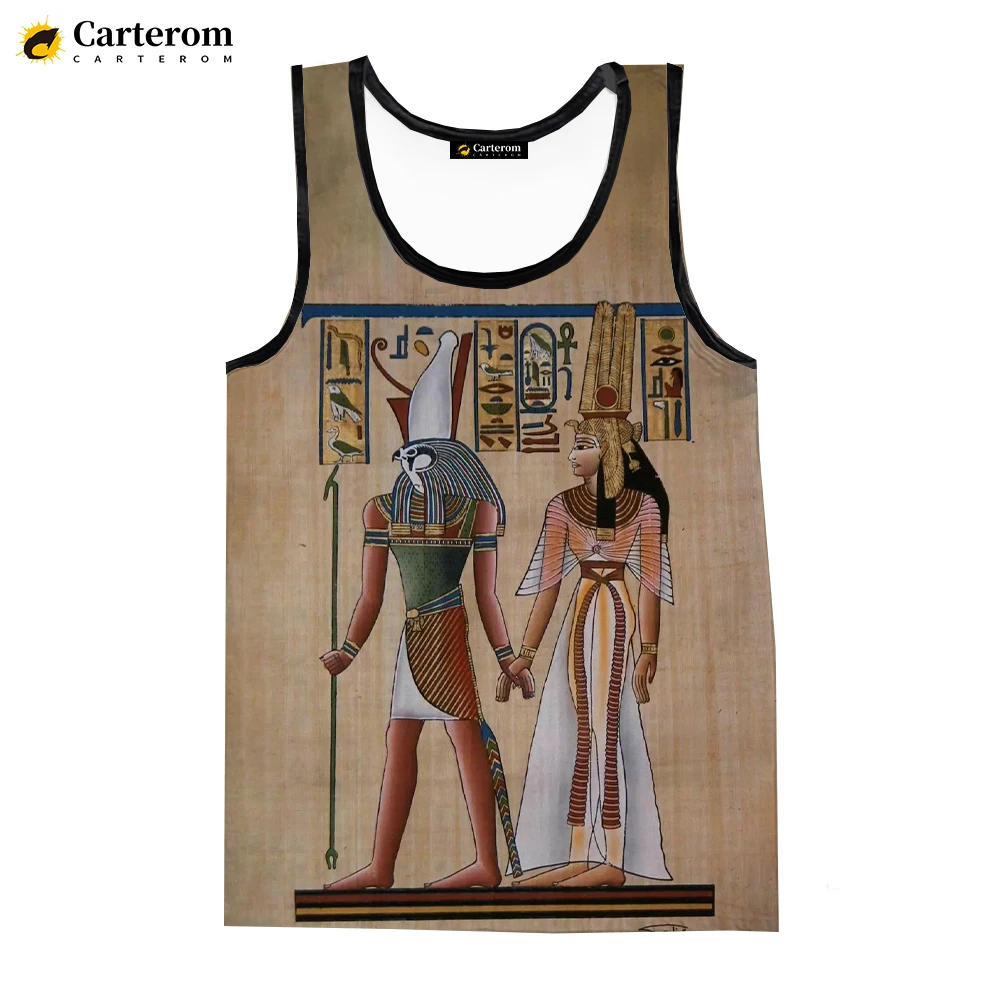 Ancient Egyptian Egypt God Pharaoh Tank Tops Sleeveless T Shirts 3D Digital Printing Harajuku Vest Men Women Oversized Tees 6XL