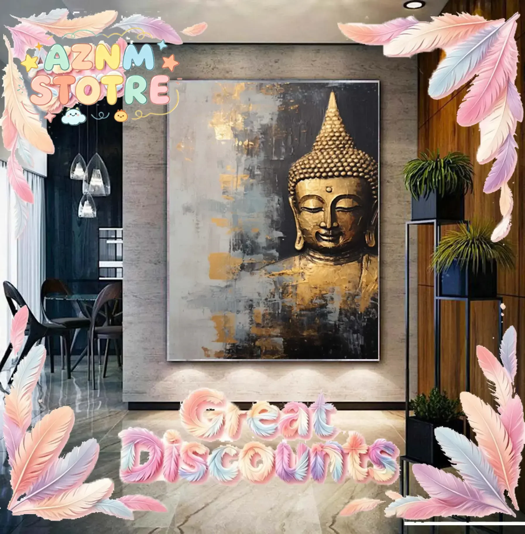 Buddha Fine Art Buddha Canvas Painting Zen Wall Art Figurative Wall Art Extra Large Abstract Painting Printing Poster Decor