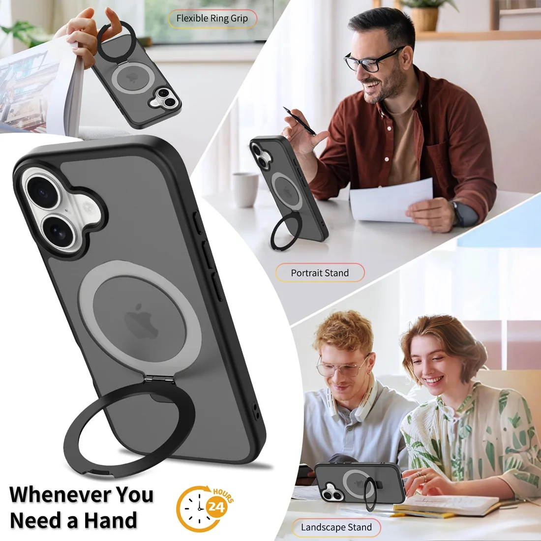 Picture 5: For iPhone 17 Phone Cover with KickStand, Compatible With MagSafe Shockproof Slim Translucent Matte Phone Case Fit iPhone 17
