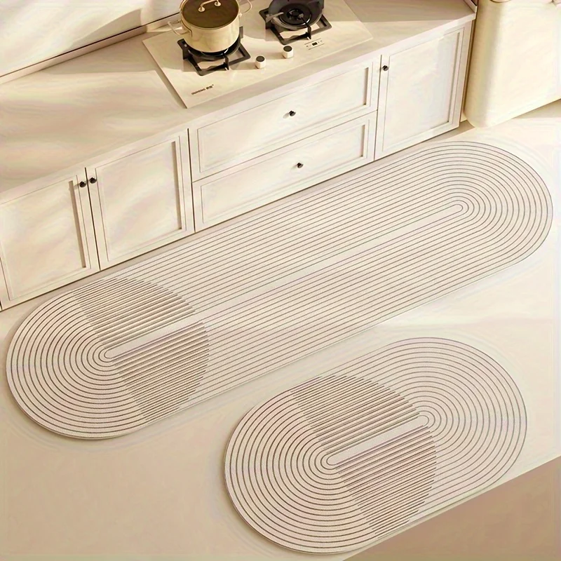 

2-Pack Nordic Style Oval Kitchen Mat - Modern Floral Design, Highly Absorbent, Easy to Clean Long Mat, Suitable for Home Decorat