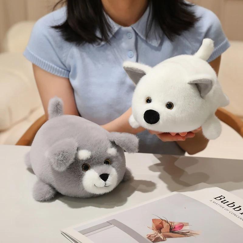 20cm Cute Dog Plush Toy Schnauzer Border Collie Spotted Dog Plush Doll Decompression Round Dog Stuffed Toy Kid Birthyday Gift