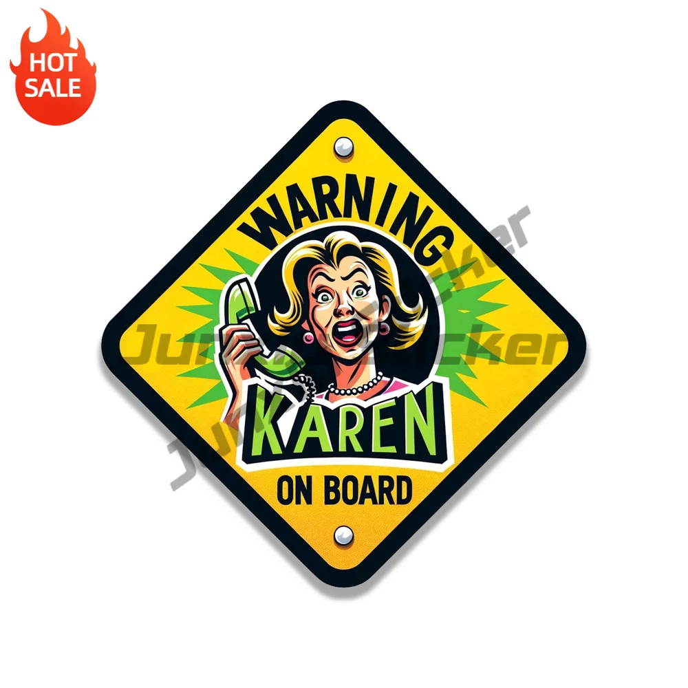Karen On Board Sarcastic Quote Vinyl Car Sticker Waterproof Removable Decal for Car Window and Water Bottle