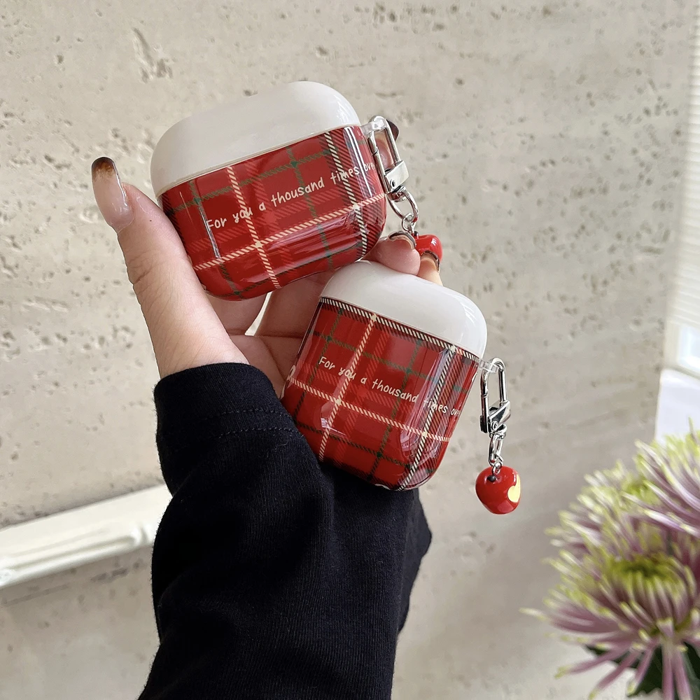 Red plaid korea lovely Earphone protective Shell for airpods 4 earphone case for airpods pro 2 Airpods 3rd generation case