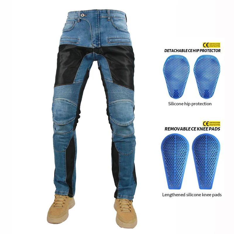 4 Season Classic Motorcycle Riding Jeans Collection PK718 PK719 Motorcycle Pants  Pantalones Motocicleta Hombre Featherbed Gears