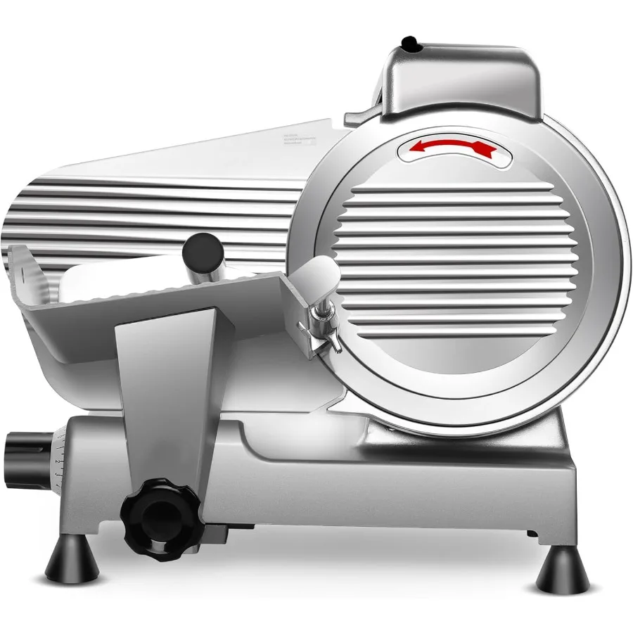 

10 inch Commercial Meat Slicer 240W for Frozen Foods and Cheese with Premium Chromium-plated Steel Blade Semi-Auto Operation Lo