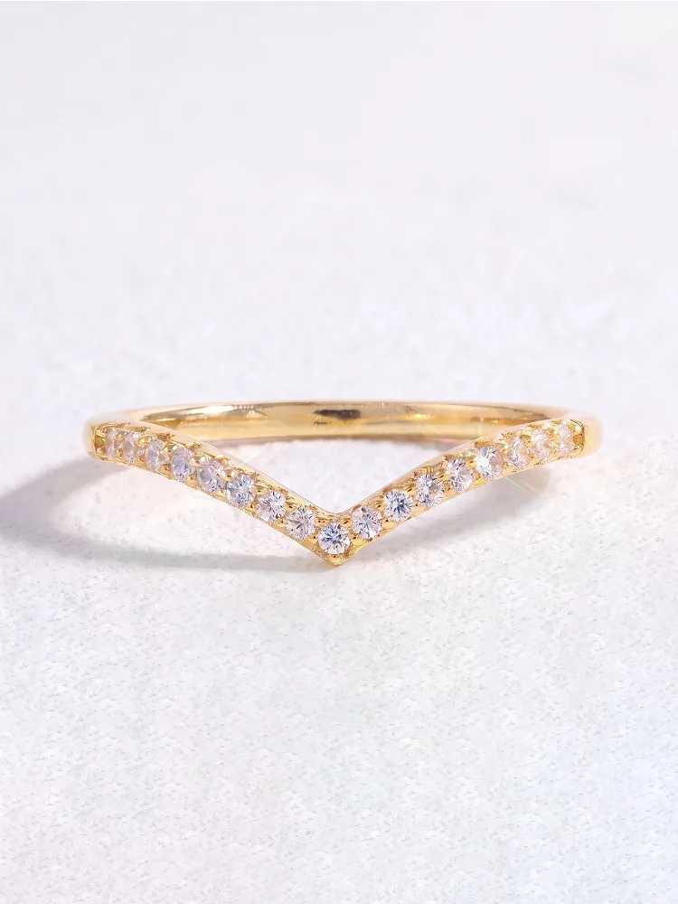 DWJ 925 Sterling Silber Modische Elegante Echte Moissanit-Diamant V-förmige Glänzende Ringe für Damen Verlobungs- und Hochzeitsschmuck – Detail 5