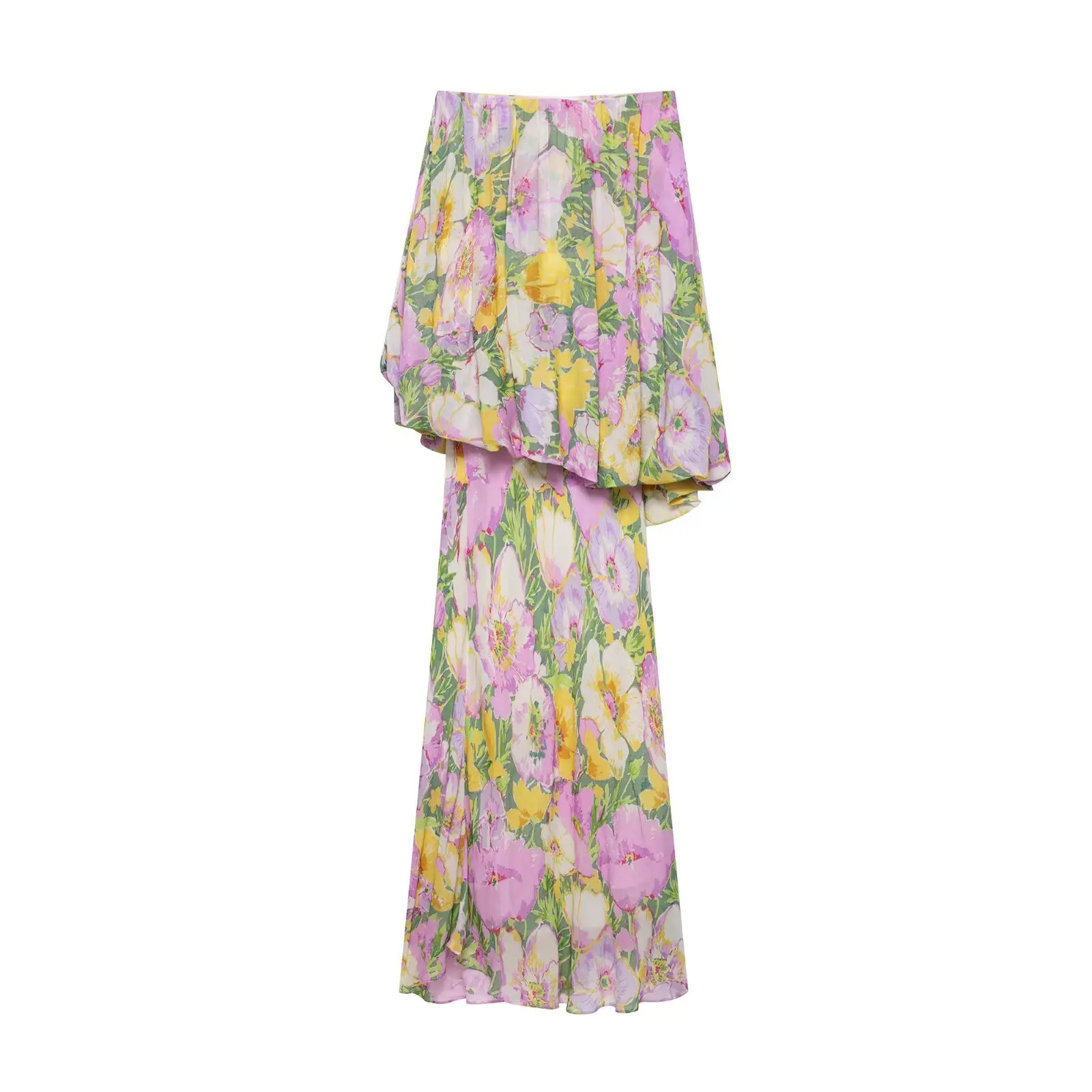 セクシーなオフショルダーフラワー プリントドレス レディース エレガント Aライン ボヘミアン ロングドレス シック レディー パーティー バケーション マキシ ベスティドス 2025