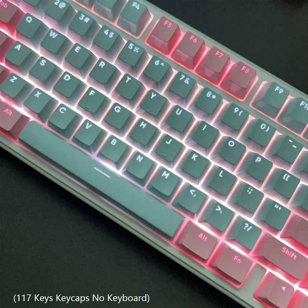 117 teclas rosa-ciano keycaps oem altura pbt diy gamer personalização para 61 87 98 104 108 teclas teclado mecânico