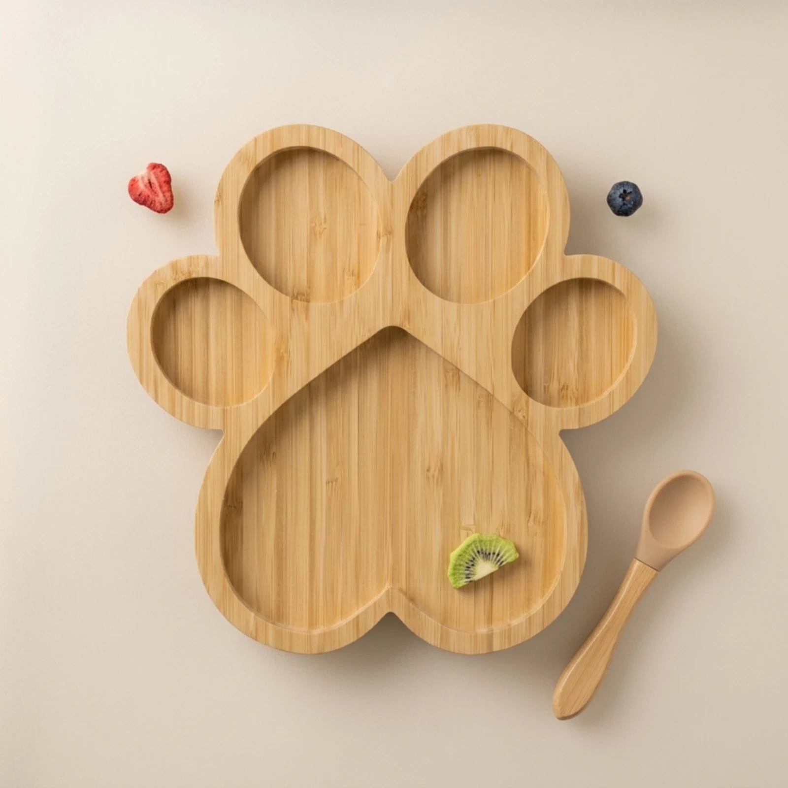 Bamboo Plate with Compartments Wooden Plate with Compartments Divided Serving Tray Long-Lasting Compact for Toddlers