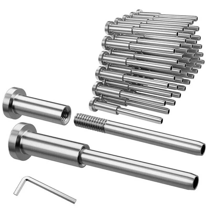 WORTHOWN-Invisible Cable Railing Kit -100Pc 1/8In T316 Stainless Steel Invisible Receiver Swage Stud End For 2In X 2In Metal